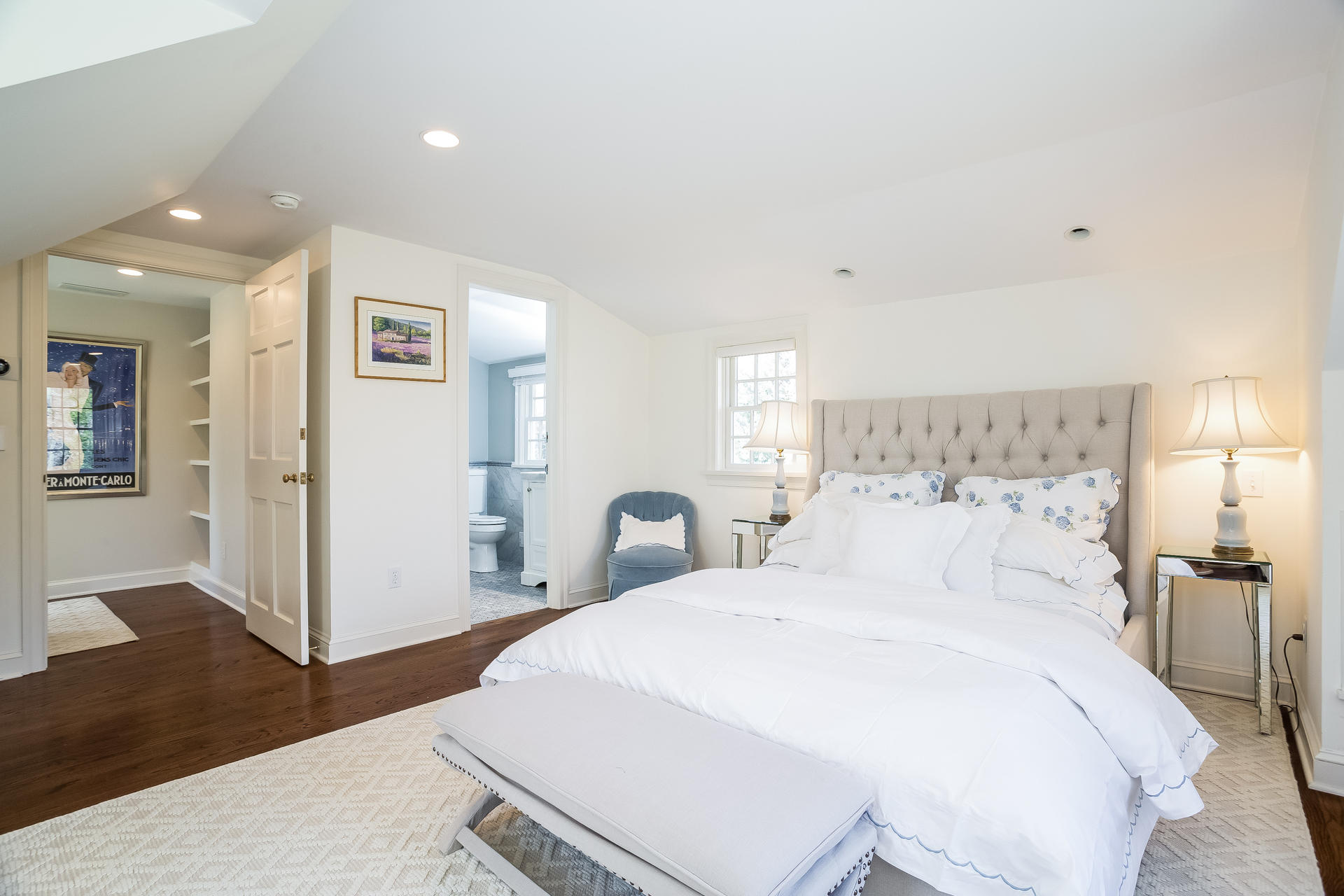 27 Sunset Road Darien, CT 06820 - Photo 23 of 41 a bedroom with a bed and a view of bathroom