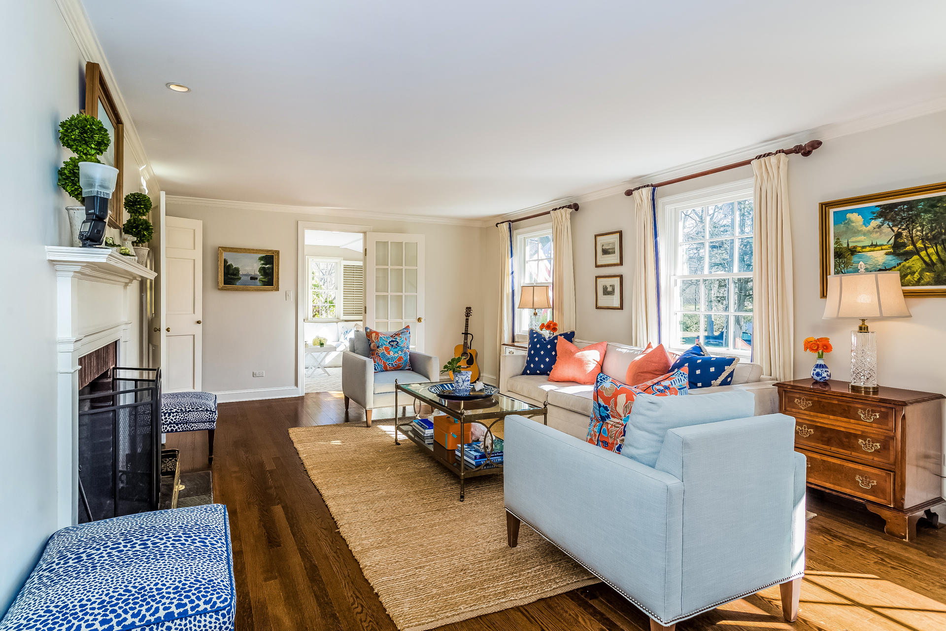 27 Sunset Road Darien, CT 06820 - Photo 10 of 41 a living room with furniture fireplace and a window