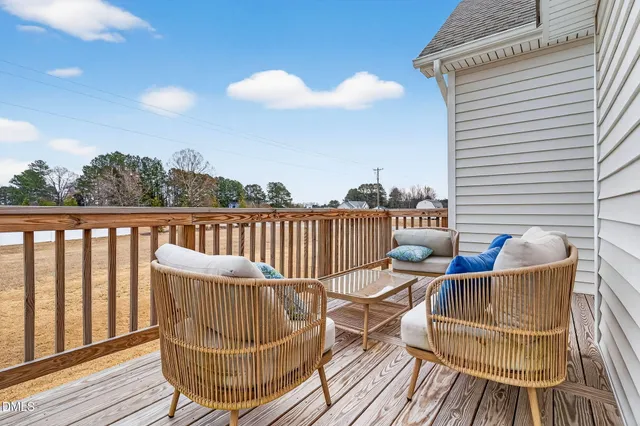 a view of a patio on the deck