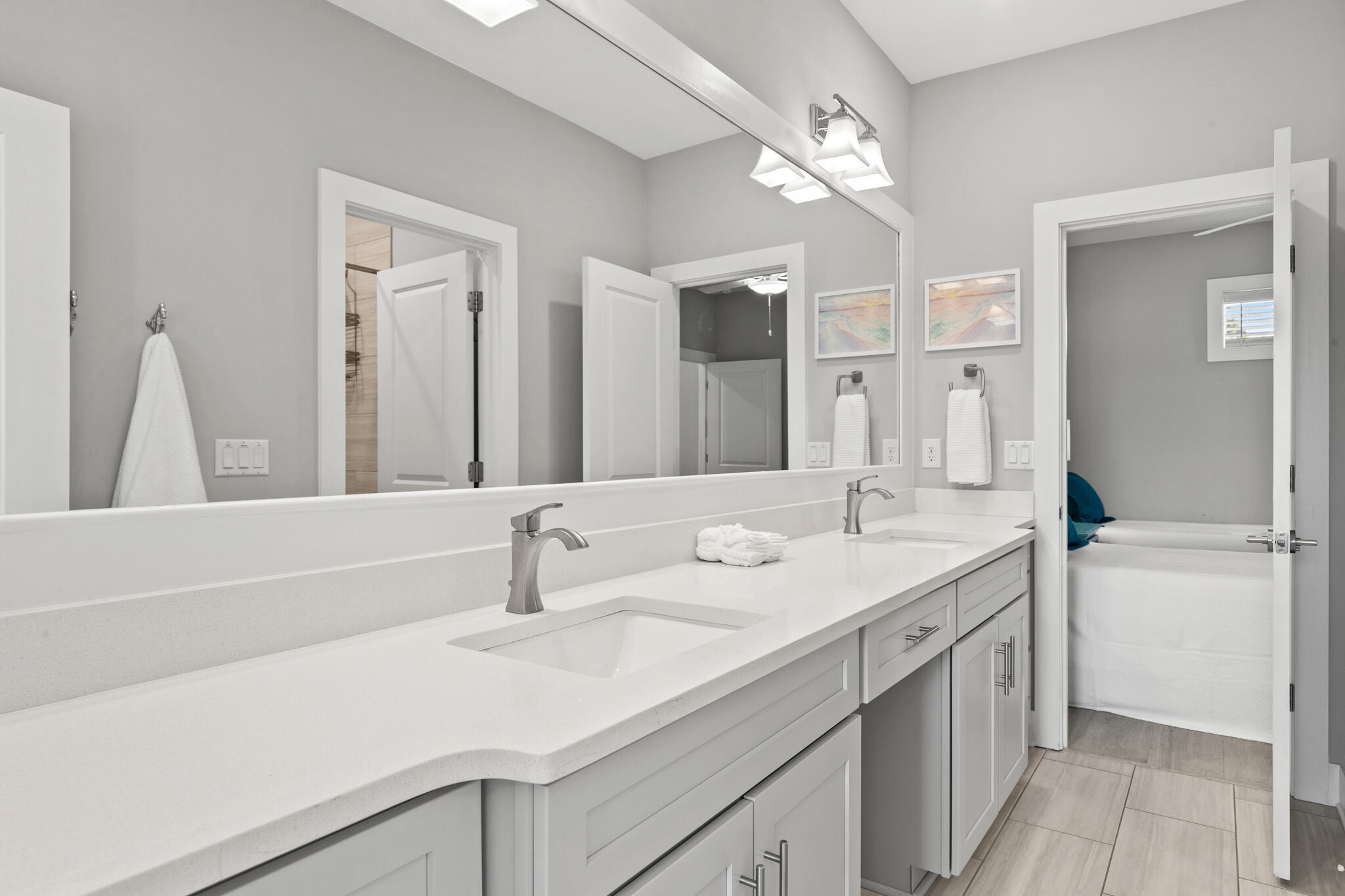 151 West Willow Mist Road Inlet Beach, FL 32461 - Photo 31 of 70 a bathroom with a double vanity sink and a mirror