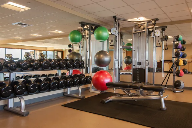 a room with gym equipment
