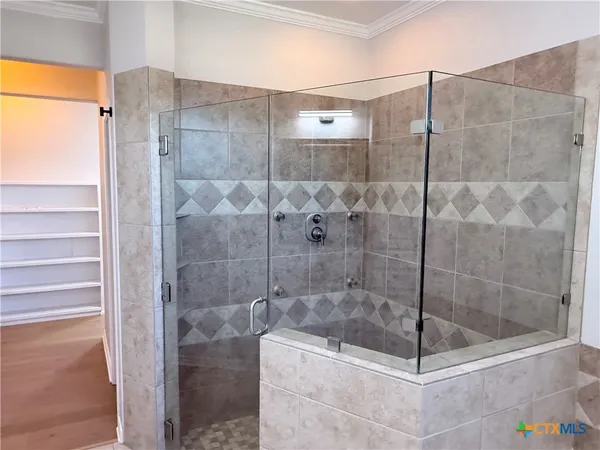 a bathroom with a shower