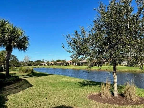 a view of a lake with houses