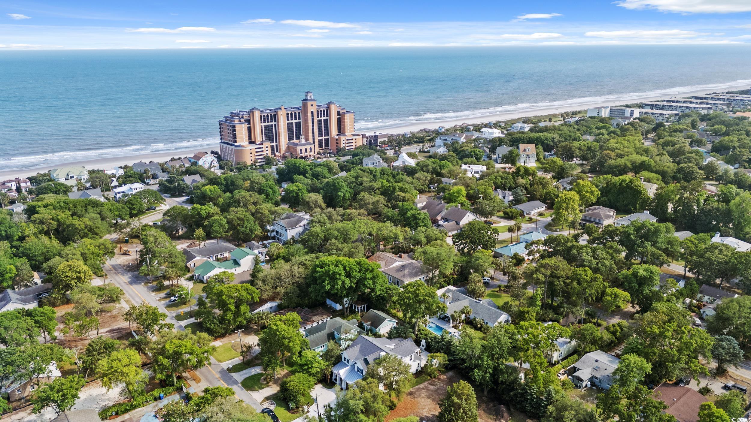 405 North Highland Way Myrtle Beach, SC 29572 - Photo 36 of 40 Aerial view of property and surrounding area featuring unending shoreline
