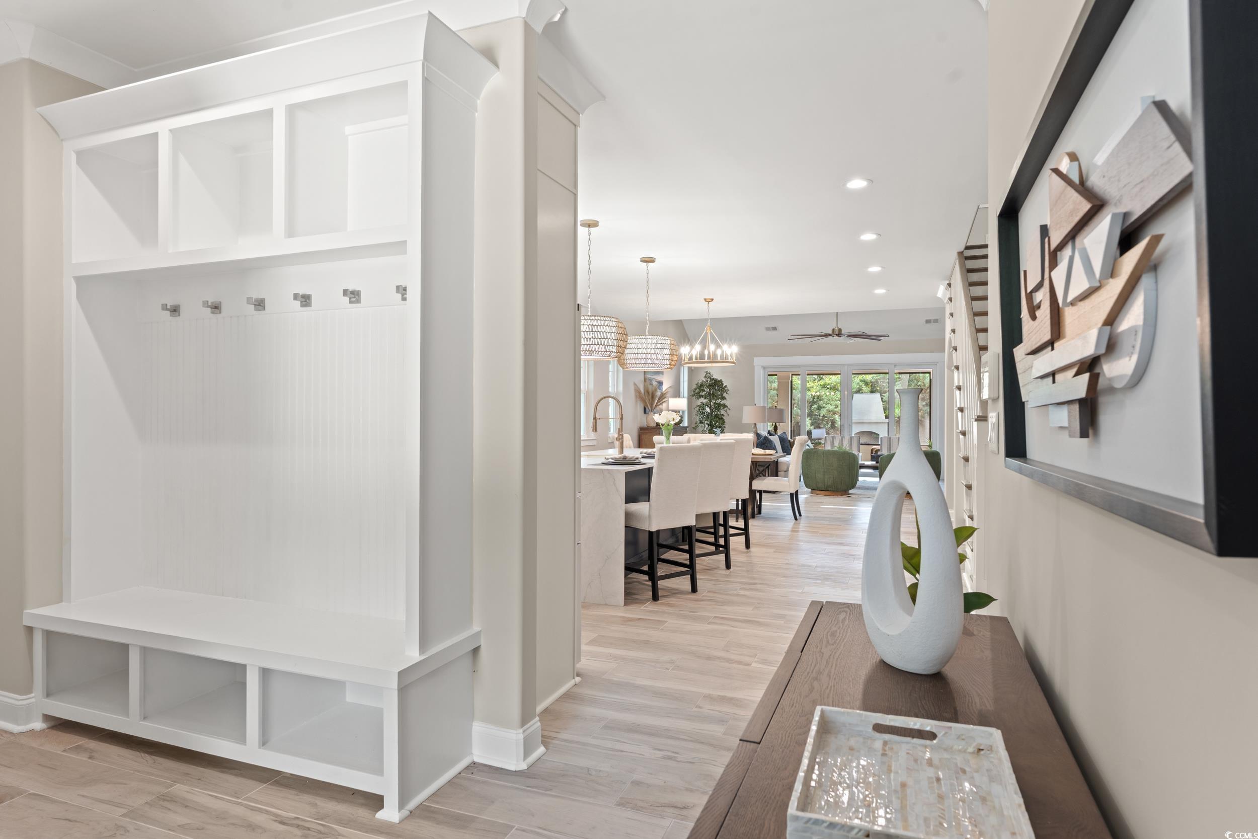 405 North Highland Way Myrtle Beach, SC 29572 - Photo 5 of 40 Mudroom featuring light wood-style floors, recessed lighting, a sink, and baseboards