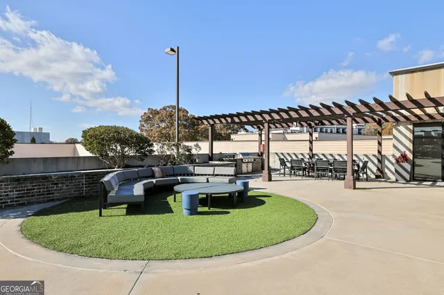 a view of a lake with outdoor space