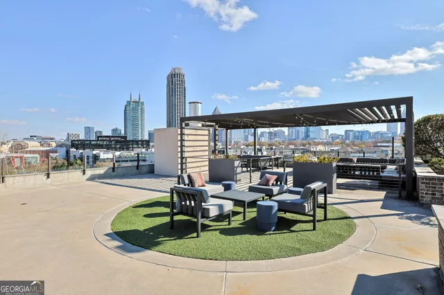 a backyard of a house with seating space