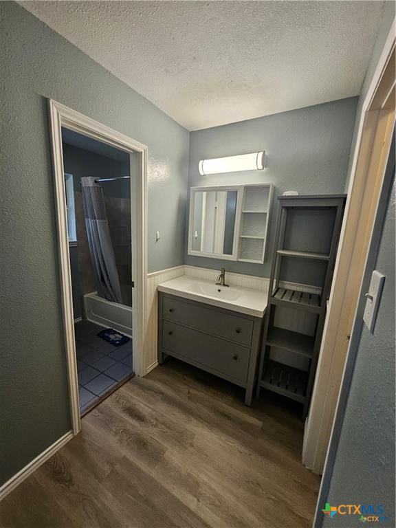 4402 Keota Drive Austin, TX 78749 - Photo 21 of 37 a bathroom with a sink a mirror and a bathtub