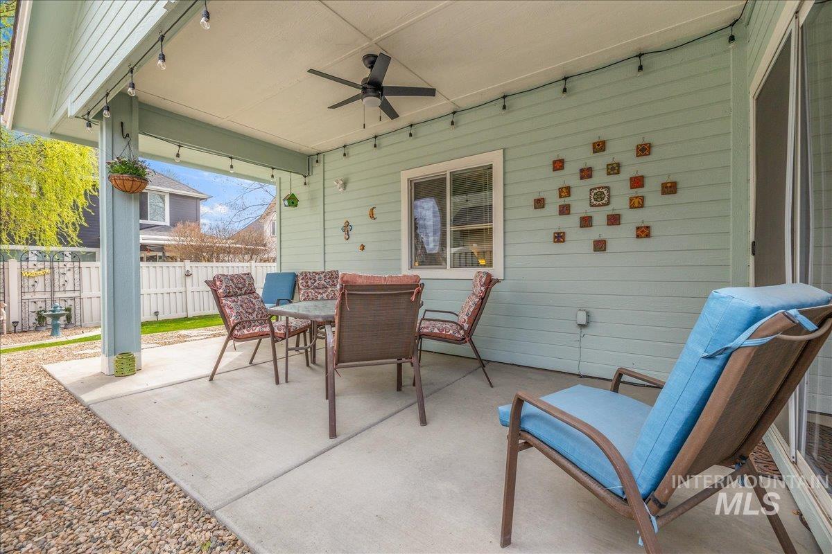 3038 North Christian Way Meridian, ID 83646 - Photo 38 of 48 View of patio / terrace featuring ceiling fan and outdoor dining space