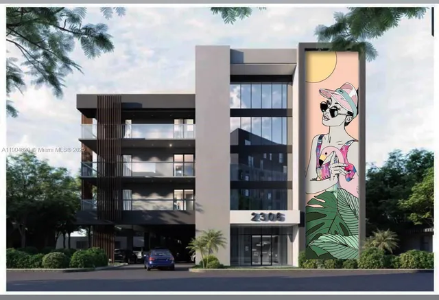 a front view of a building with street