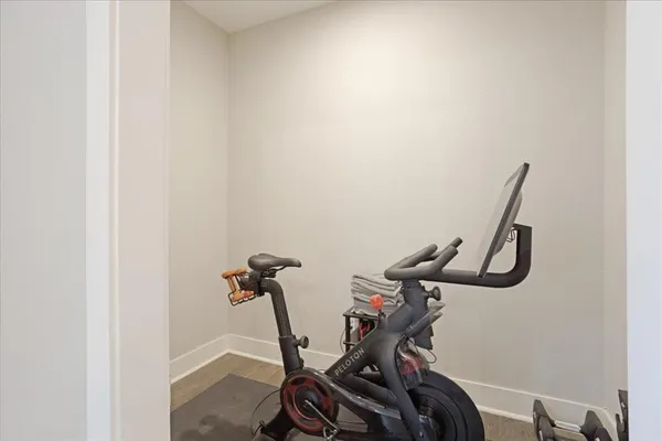 a view of a room with gym equipment