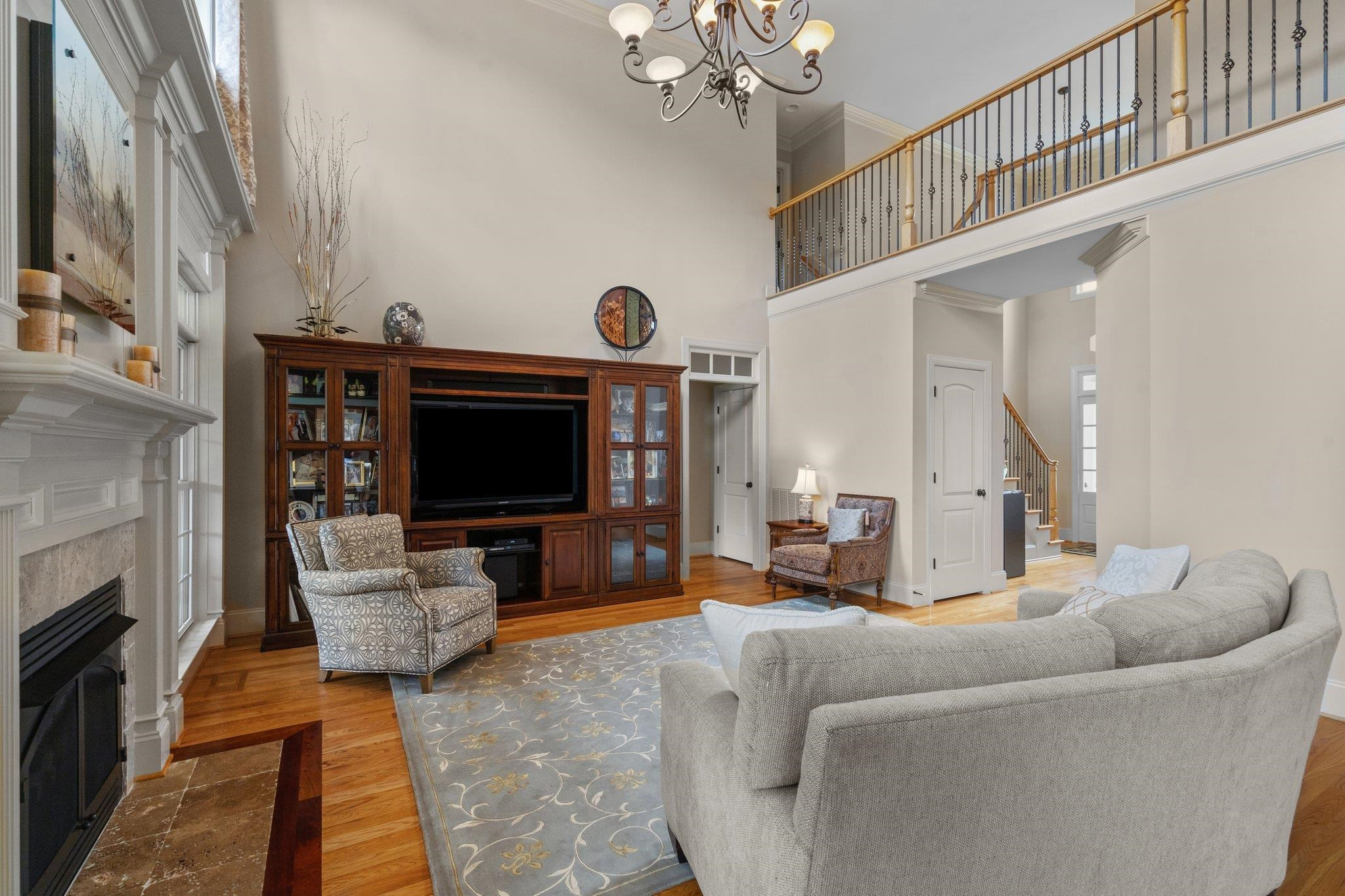 5805 Clovis Ridge Drive Wake Forest, NC 27587 - Photo 17 of 64 a living room with furniture and a fireplace