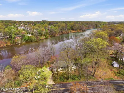 a view of a lake with a city