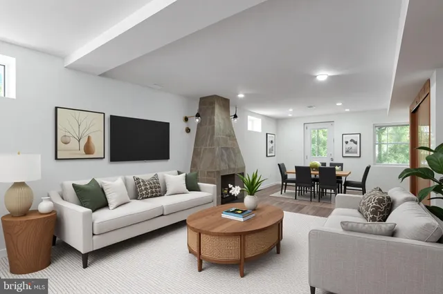 a living room with furniture and a couch