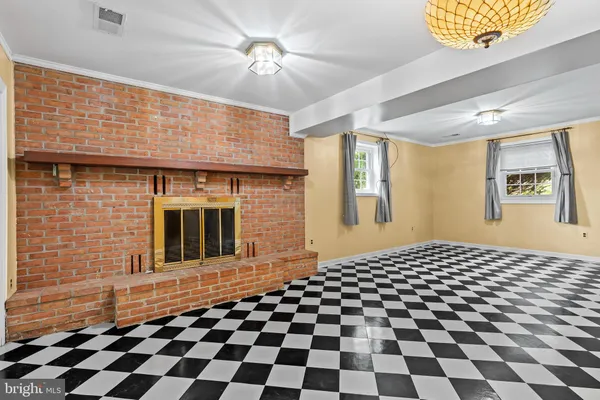 a black and white checkered floor