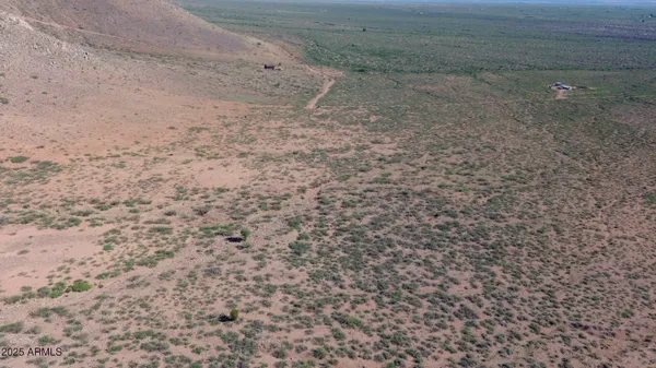 a view of a dry yard with wooden floor
