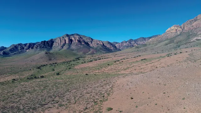 a view of a dry yard with mountain