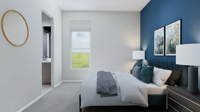 a bedroom with bed and a window