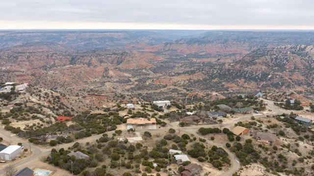 an aerial view of residential houses with city view
