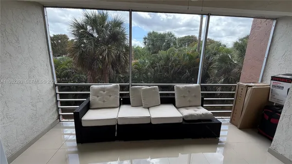 a view of a chairs in a balcony