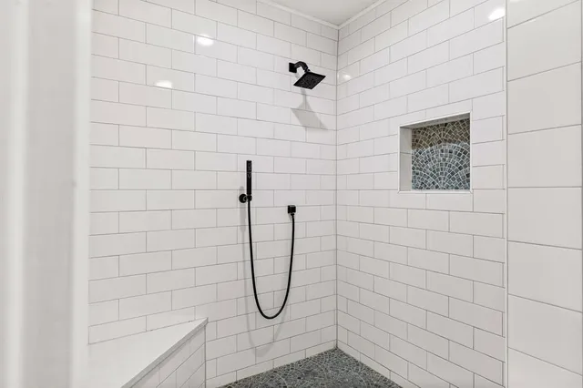 a bathroom with a shower