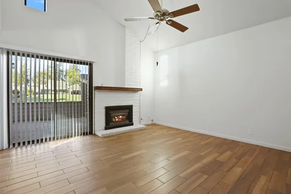 a view of a livingroom with a fireplace