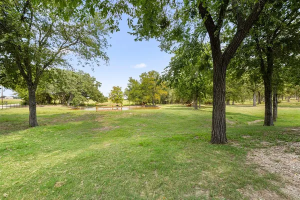 a view of outdoor space with trees all around