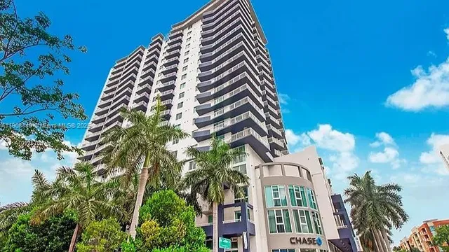 a front view of a multi story building