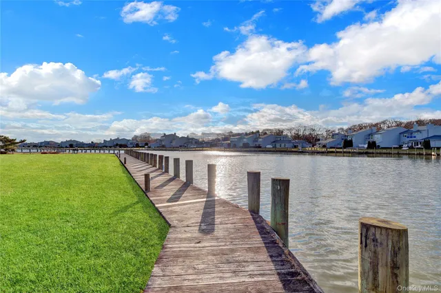 a view of a lake with a city