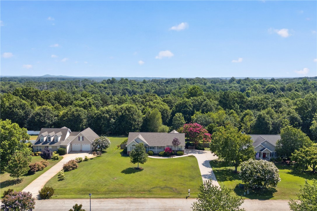 612 Providence Point Drive Seneca, SC 29678 - Photo 34 of 43 An aerial perspective reveals well-maintained homes nestled among verdant trees with a distant mountain backdrop.