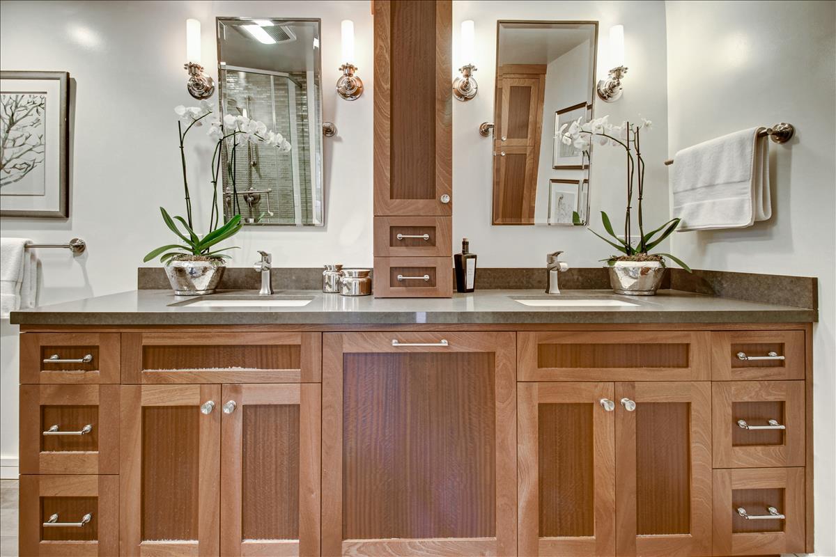 836 Creek Drive Menlo Park, CA 94025 - Photo 25 of 39 a bathroom with a sink and a mirror