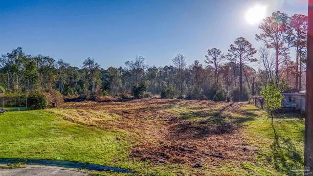 a view of a yard with mountain view