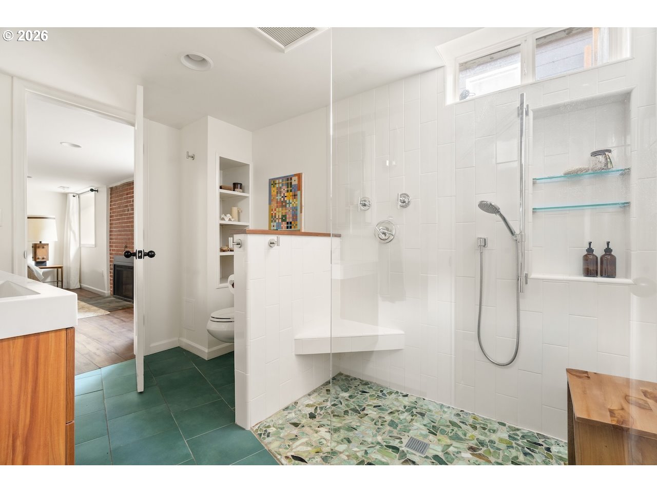 1606 North Alberta Street Portland, OR 97217 - Photo 30 of 46 a bathroom with a granite countertop shower and a sink
