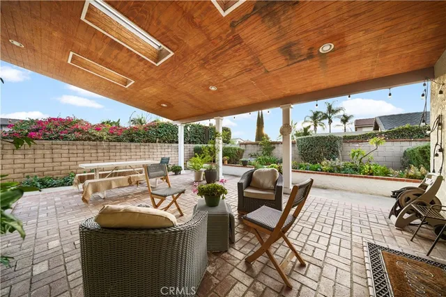 a patio with patio area