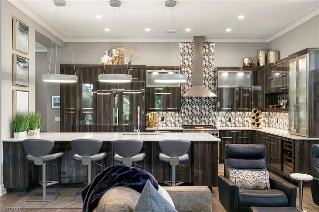 a kitchen with lots of counter top space