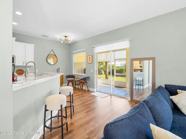 a view of a dining area with furniture