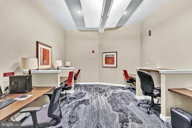 a workspace with furniture