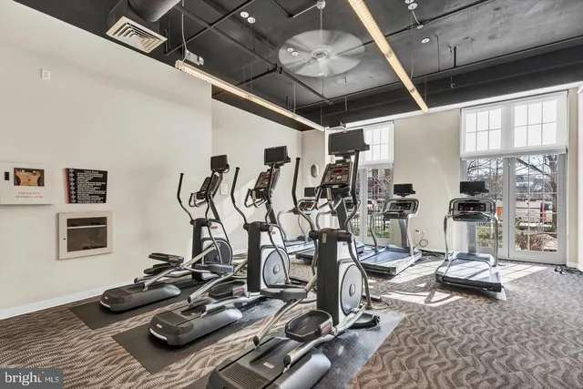 a view of a room with gym equipment