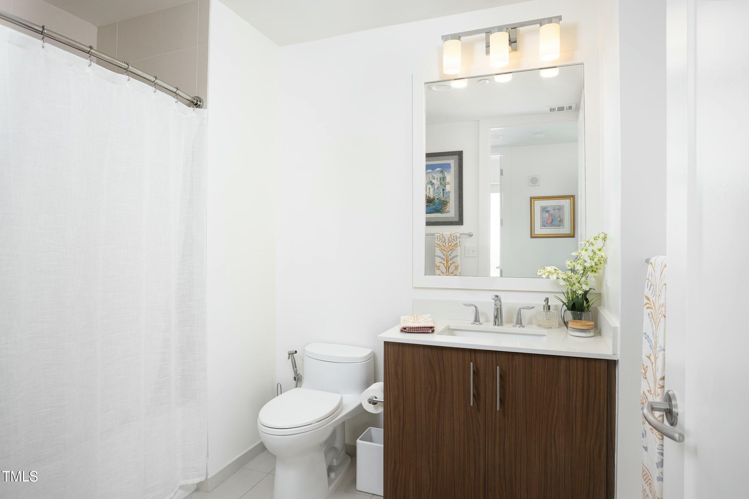 110 Corcoran Street, Unit 2502 Durham, NC 27701 - Photo 36 of 87 a bathroom with a sink vanity mirror and toilet