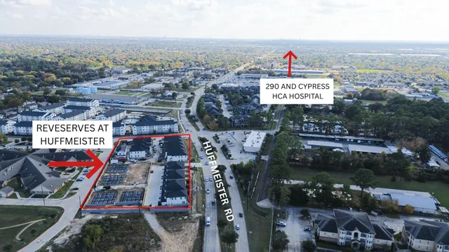 an aerial view of multiple house