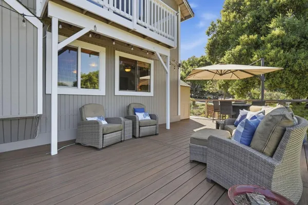 a outdoor living space with patio furniture