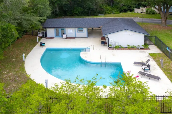 an aerial view of a house