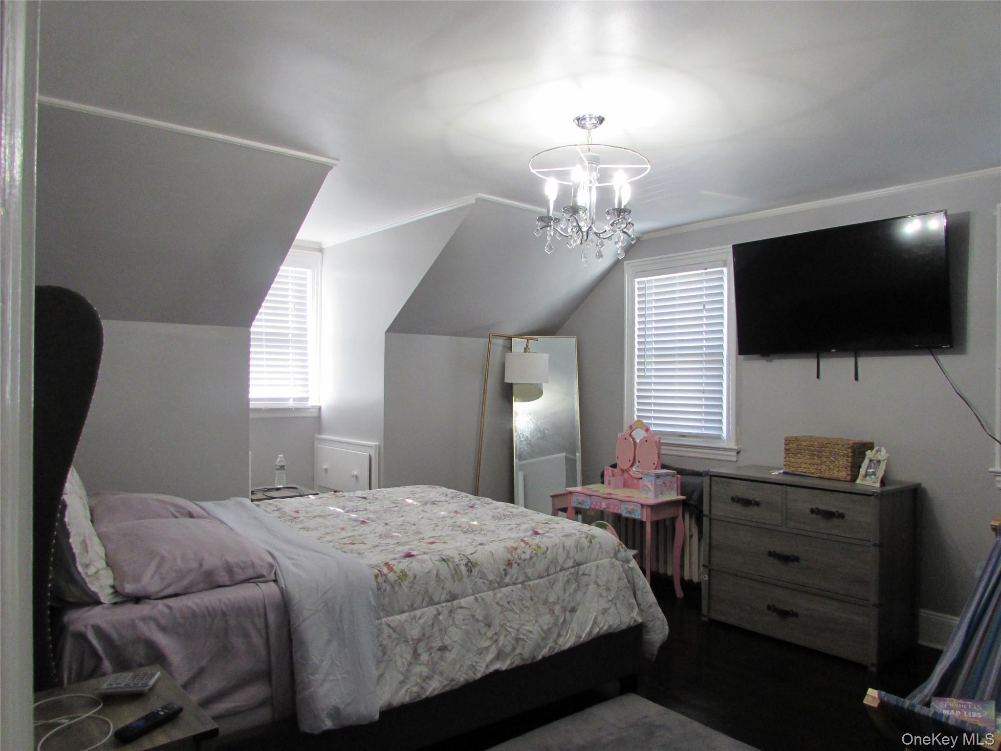 51 Phoenix Street Hempstead, NY 11550 - Photo 8 of 16 a bedroom with a bed and a flat screen tv