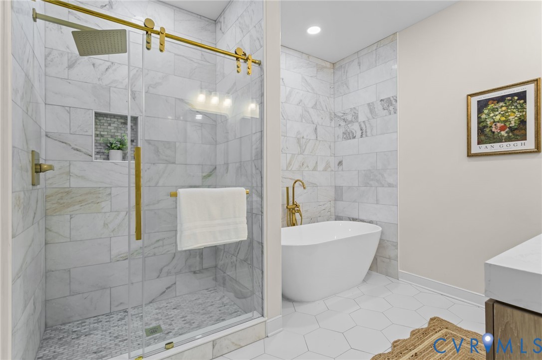 1218 Old Hundred Road Midlothian, VA 23114 - Photo 4 of 37 Full bathroom with a marble finish shower, a frees
