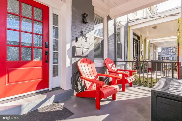 front view of a brick building