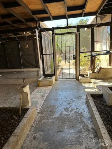 a view of an outdoor space with a window