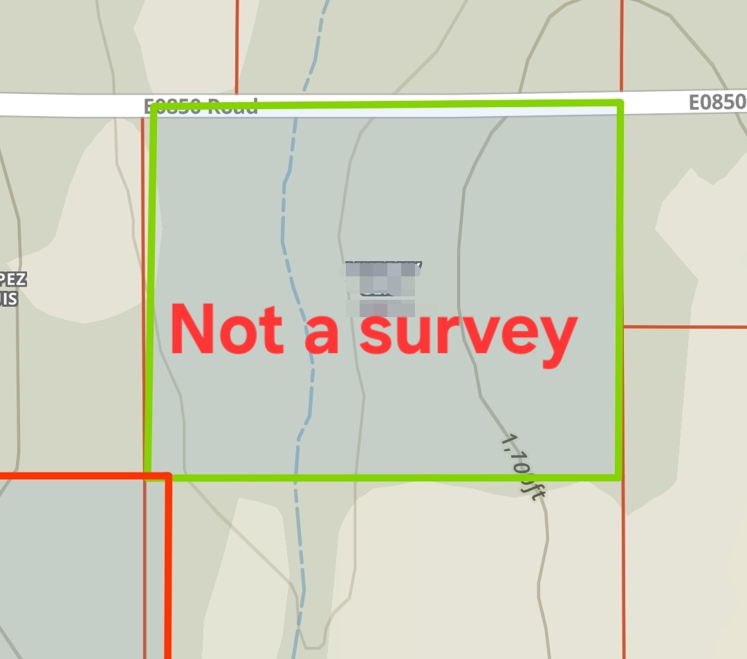 0 East 850 Road Stilwell, OK 74960 - Photo 5 of 19 Property Map. Illustrating the property boundaries and indicating the document is not a survey