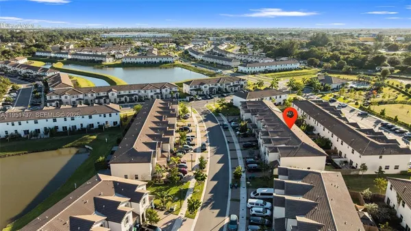 an aerial view of multiple houses