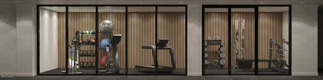 a view of a bathroom with mirror