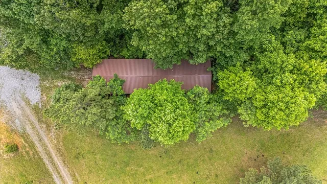 a view of a small house with a yard